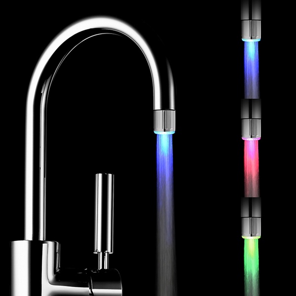 Color Changing LED Faucet Color Changing Water Tap Light Silver