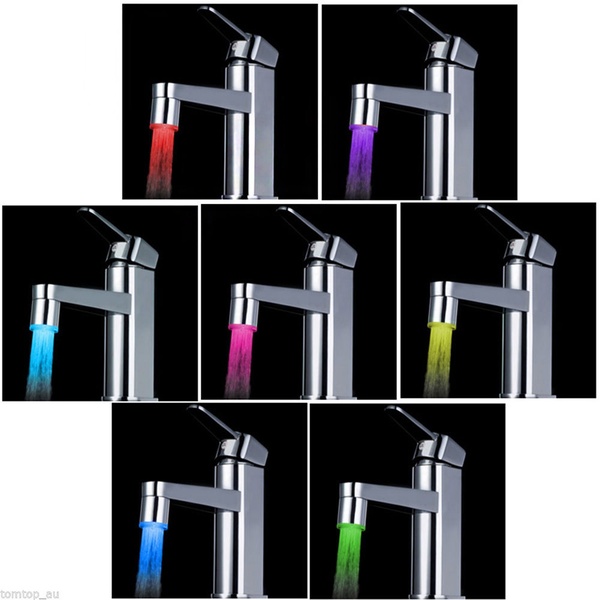 Color Changing LED Faucet Color Changing Water Tap Light Silver